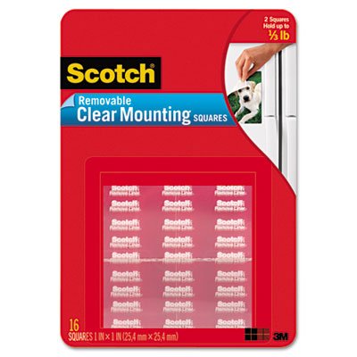 Scotch Mounting Squares, Precut, Removable, 11/16" x 11/16", Clear, 35/Pack MMM859