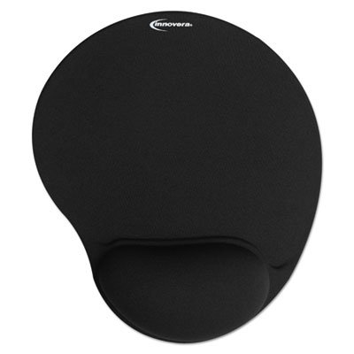 IVR50448 Mouse Pad w/Gel Wrist Pad, Nonskid Base, 10-3/8 x 8-7/8, Black IVR50448