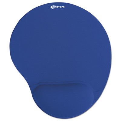 IVR50447 Mouse Pad w/Gel Wrist Pad, Nonskid Base, 10-3/8 x 8-7/8, Blue IVR50447