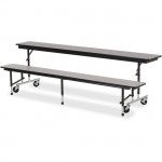 Virco MTC Series Mobile Convertible Bench Table 96" x 15" Top BENCH-MTC8-GRY091BLK01-BL