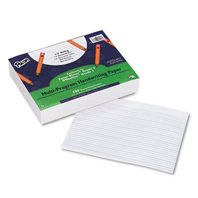 Pacon Multi-Program Handwriting Paper, 1/2" Long Rule, 10-1/2 x 8, White, 500 Shts/Pk PAC2421