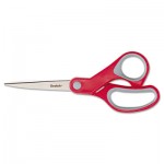Scotch Multi-Purpose Scissors, 8" Long, 3.38" Cut Length, Gray/Red Straight Handle MMM1428
