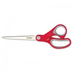 Scotch Multi-Purpose Scissors, Pointed Tip, 7" Long, 3.38" Cut Length, Gray/Red Straight Handle MMM1427