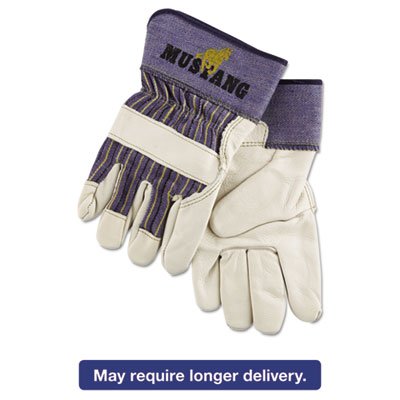 127-1935XL Mustang Leather Palm Gloves, Blue/Cream, X-Large, Dozen MPG1935XL