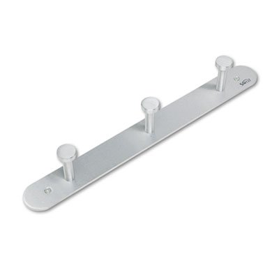 Safco Nail Head Wall Coat Rack, Three Hooks, Metal, 18w x 2-3/4d x 2h, Satin Aluminum SAF4201