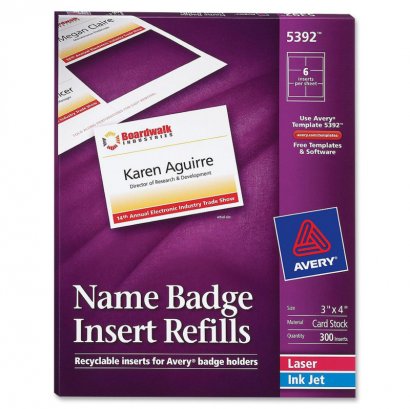 Avery Name Badge Insert Refill 5392