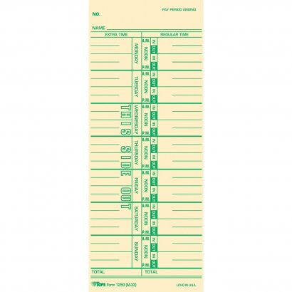 TOPS Named Days Weekly Time Card 12593