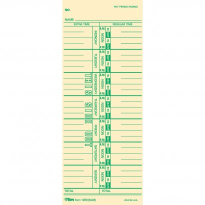 TOPS Named Days Weekly Time Card 12593