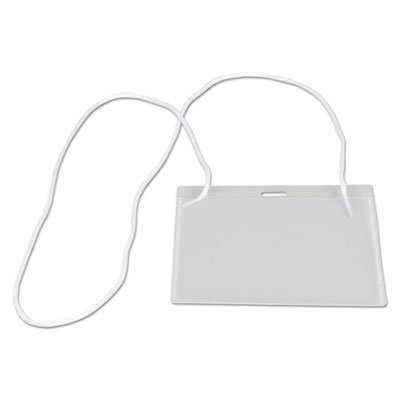 Neck Lanyard Clear Badge Holders With Inserts, 3 x 4, White, 100/Box UNV56005
