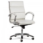 ALENR4206 Neratoli Mid-Back Swivel/Tilt Chair, White Faux Leather, Chrome Frame ALENR4206