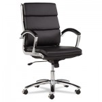 ALENR4219 Neratoli Series Mid-Back Swivel/Tilt Chair, Black Soft Leather, Chrome Frame ALENR4219