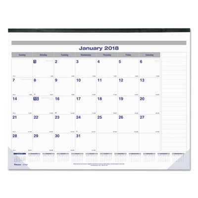 Blueline Net Zero Carbon Monthly Desk Pad Calendar, 22 x 17, Black Band and Corners, 2018 REDC177847