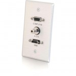 C2G NEW!! Single Gang HDMI, HD15 VGA, and 3.5mm Wall Plate Brushed Aluminum 41034