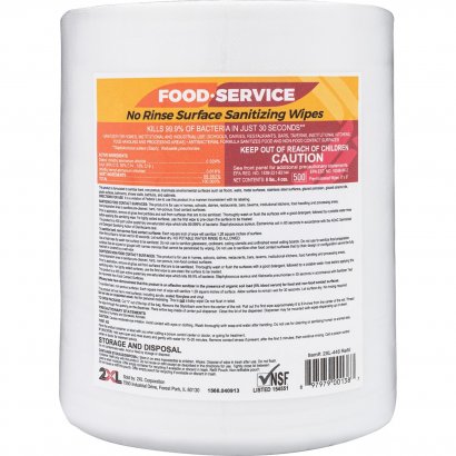 2XL No Rinse Foodservice Sanitizing Wipes 446