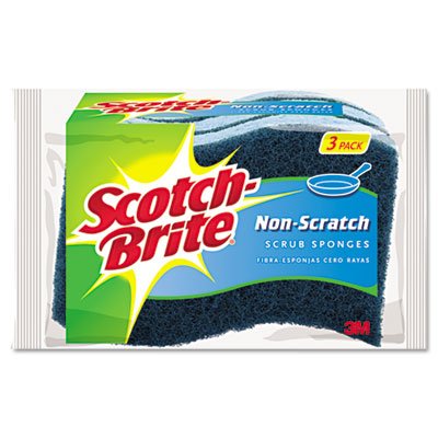 Scotch-Brite Non-Scratch Multi-Purpose Scrub Sponge, 4 2/5 x 2 3/5, Blue, 3/Pack MMMMP38D