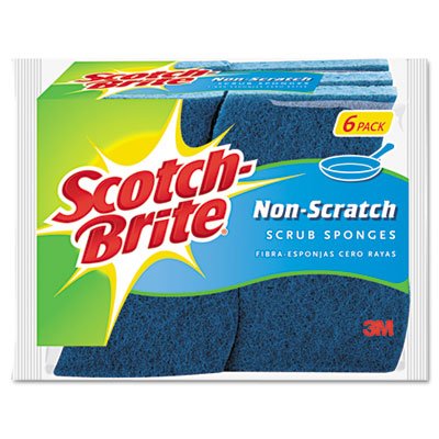 Scotch-Brite 526-5 Non-Scratch Multi-Purpose Scrub Sponge, 4 2/5 x 2 3/5, Blue, 6/Pack