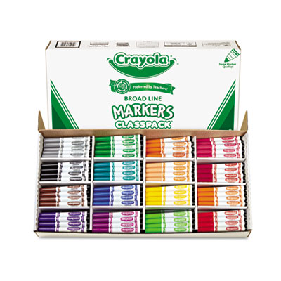 Crayola 588201 Non-Washable Marker, Broad Bullet Tip, Assorted Colors, 256/Box CYO588201