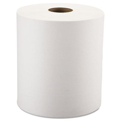 WIN 1290-6 Nonperforated Roll Towels, 1-Ply, White, 8" x 800ft, 6 Rolls/Carton WIN12906