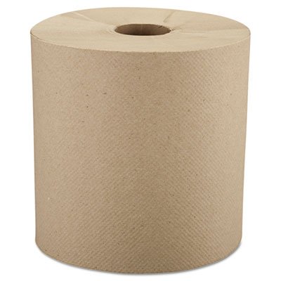 WIN 1280-6 Nonperforated Roll Towels, 8" x 800ft, Brown, 6 Rolls/Carton WIN12806