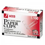 Acco A7072385G Nonskid Economy Paper Clips, Metal Wire, #1, Silver, 100/Box, 10 Boxes/Pack ACC72385
