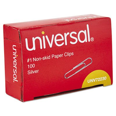 UNV72230 Nonskid Paper Clips, Wire, No. 1, Silver, 1000/Pack UNV72230