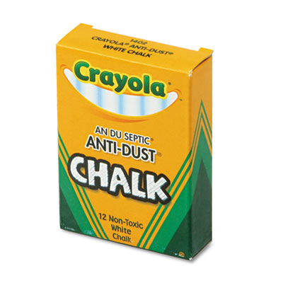 Crayola 501402 Nontoxic Anti-Dust Chalk, White, 12 Sticks/Box CYO501402