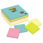 Post-it Notes Super Sticky 654-24SSCYM Note Pads Office Pack, 3 x 3, Canary/Miami, 90/Pad, 24 Pads