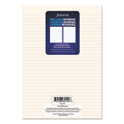 Filofax Notebook Refills, 8-Hole, 8.25 x 5.81, Narrow Rule, 32/Pack REDB152008U