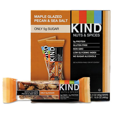 KIND Nuts and Spices Bar, Maple Glazed Pecan and Sea Salt, 1.4 oz Bar, 12/Box KND17930