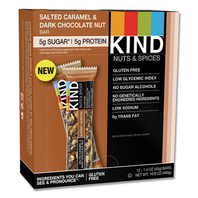 KIND Nuts and Spices Bar, Salted Caramel and Dark Chocolate Nut, 1.4 oz, 12/Pack KND26961