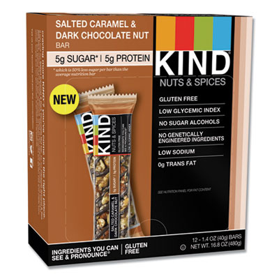 KIND Nuts and Spices Bar, Salted Caramel and Dark Chocolate Nut, 1.4 oz, 12/Pack KND26961
