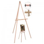 Oak Display Tripod Easel, 60", Wood/Brass BVCFLX06203MV