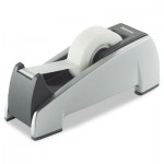 Fellowes Office Suites Desktop Tape Dispenser, 1" Core, Plastic, Heavy Base, Black/Silver FEL8032701