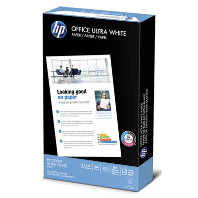 HP Office Ultra-White Paper, 92 Bright, 20lb, 8-1/2 x 14, 500/Ream HEW001422