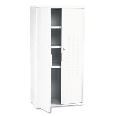 Iceberg OfficeWorks Resin Storage Cabinet, 33w x 18d x 66h, Platinum ICE92553