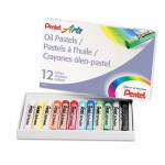 Pentel PHN12 Oil Pastel Set With Carrying Case,12-Color Set, Assorted, 12/Set PENPHN12