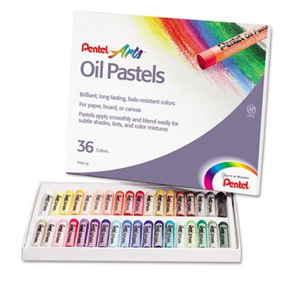 Pentel PHN36 Oil Pastel Set With Carrying Case,36-Color Set, Assorted, 36/Set PENPHN36