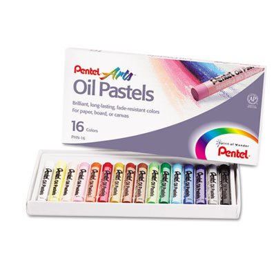 Pentel PHN16 Oil Pastel Set With Carrying Case,16-Color Set, Assorted, 16/Set PENPHN16