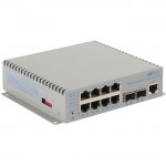 Omnitron Systems OmniConverter 10GPoE+/M PoE+, 2xSFP/SFP+, 8xRJ-45, 1xDC Powered Commercial Temp 9580-0-28-9