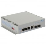 Omnitron Systems OmniConverter 10GPoE+/Sx PoE+, 2xSFP/SFP+, 4xRJ-45, 1xDC Powered Wide Temp 9581-0-24-9W