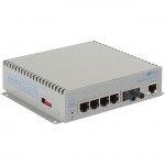 Omnitron Systems OmniConverter G/M, 1xMM ST + 4xRJ-45, AC Powered Commercial Temp 2820-0-14-1