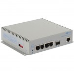 Omnitron Systems OmniConverter G/M, 1xSFP + 4xRJ-45, AC Powered Commercial Temp 2839-0-14-1