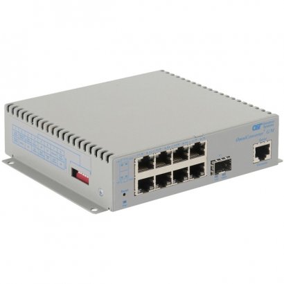 Omnitron Systems OmniConverter G/M, 1xSFP + 8xRJ-45, AC Powered Commercial Temp 2839-0-18-1
