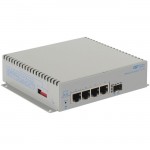 Omnitron Systems OmniConverter G/Sx, 1xSFP + 4xRJ-45, AC Powered Commercial Temp 2879-0-14-1