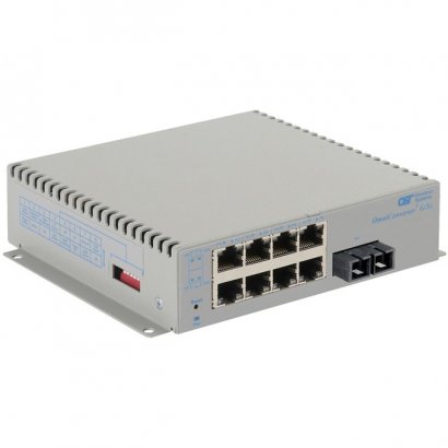 Omnitron Systems OmniConverter G/Sx, 1xSM SC + 8xRJ-45, AC Powered Wide Temp 2863-2-18-1W