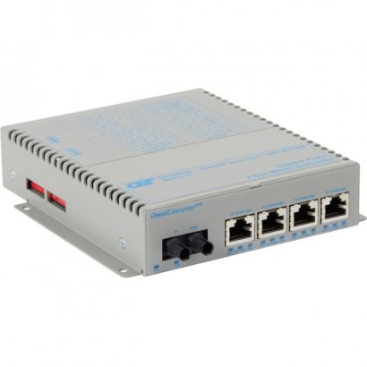 Omnitron Systems OmniConverter GPoE+/SX 4x PoE+ ST Multimode 550m US AC Powered 9440-0-141