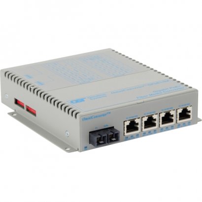 Omnitron Systems OmniConverter GPoE+/SX 4x PoE+ SC Multimode 550m US AC Powered 9442-0-141