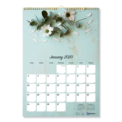 Blueline One Month Per Page Twin Wirebound Wall Calendar, Geometric, 12 x 17, 2018 REDC173122