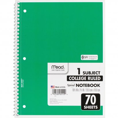 Mead One-subject Spiral Notebook 05512BD