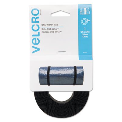 Velcro One-Wrap Reusable Ties, 3/4" x 12 ft., Black VEK90340